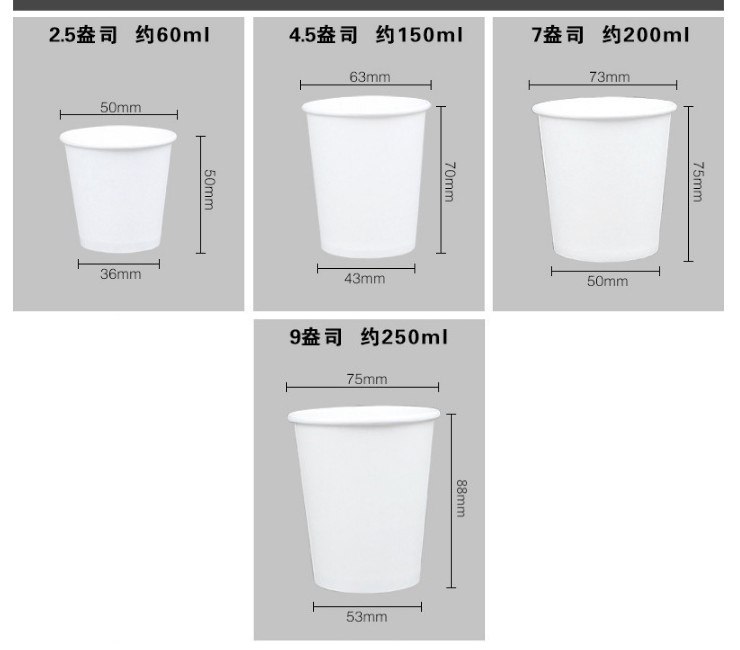 2.5/4.5/7/9/8/12/16oz 辦公喝水加厚純白色紙杯環保紙杯紙杯 (多尺寸) (包運送上門)