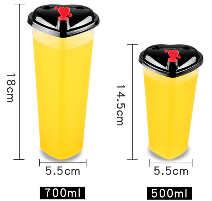 (箱) 心型奶茶杯一次性 加厚透明果汁飲料心形注塑杯創意愛心塑料杯 (包運送上門)