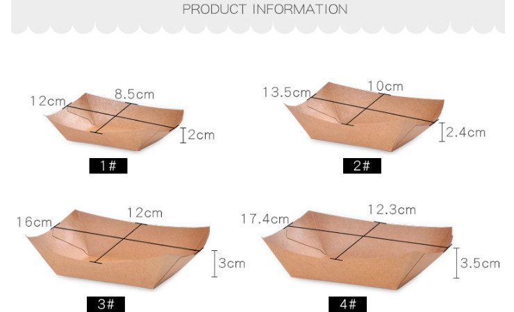 (箱/1000/500隻) 牛皮紙船形盒一次性加厚炸雞薯條小吃水果沙拉熱狗敞口紙盒 (包運送上門)