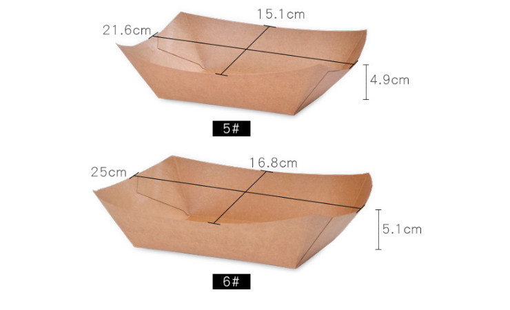(箱/1000/500隻) 牛皮紙船形盒一次性加厚炸雞薯條小吃水果沙拉熱狗敞口紙盒 (包運送上門)