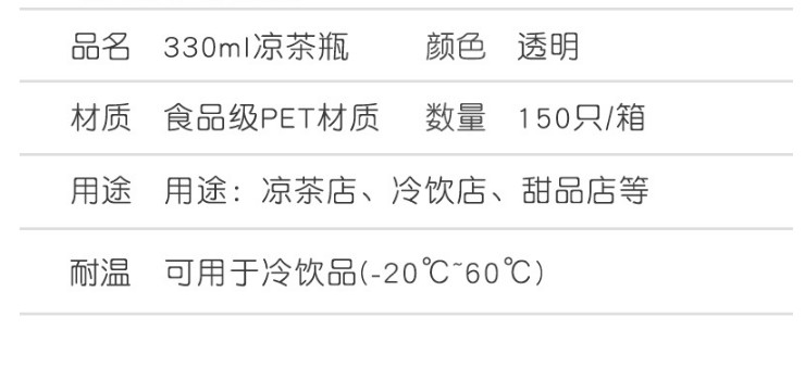 (箱/150支) 涼茶包裝瓶一次性pet塑料瓶300/330ml高透密封礦泉水瓶環保打包瓶帶蓋 (包運送上門)