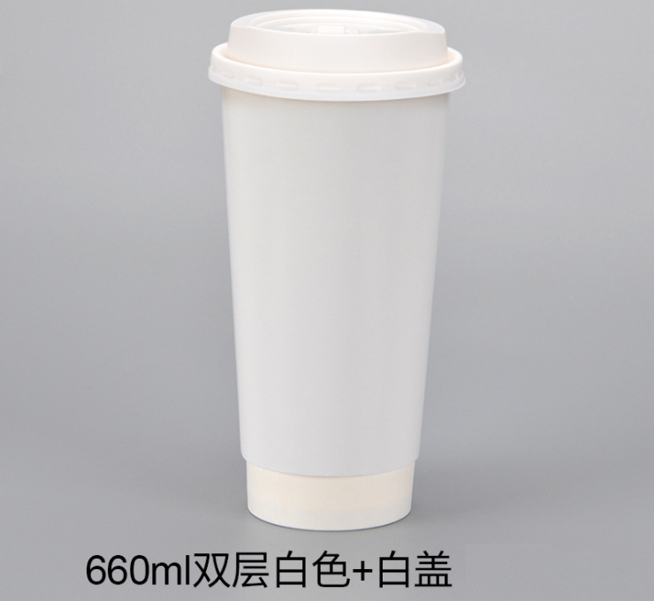 (箱/300套) 660ml防燙瓦楞雙層咖啡杯一次性紙杯奶茶杯打包熱飲杯帶蓋 (包運送上門)