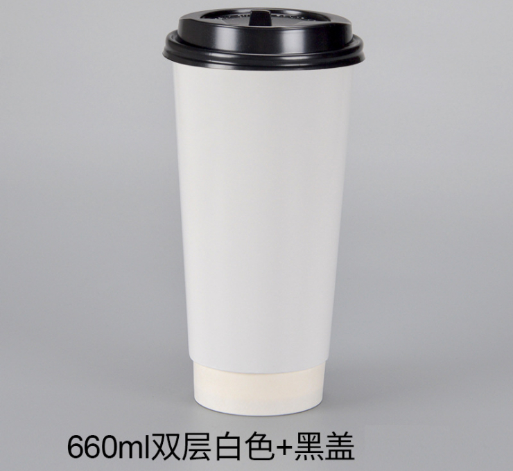 (箱/300套) 660ml防燙瓦楞雙層咖啡杯一次性紙杯奶茶杯打包熱飲杯帶蓋 (包運送上門)