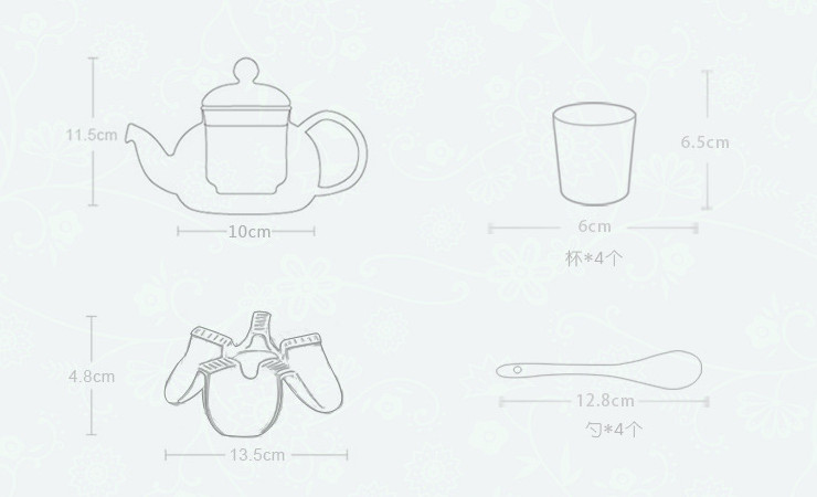 陶瓷骨瓷水具套裝 可愛卡通玻璃陶瓷花茶壺蠟座套裝 創意花草茶杯托盤骨瓷茶具批發