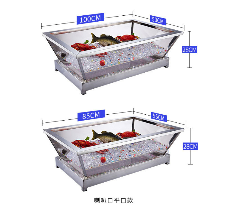 商用LED發光自助餐嵌入式冰槽酒店不銹鋼亞克力海鮮冰盤 啤酒冷藏 (運費及安裝費另報)