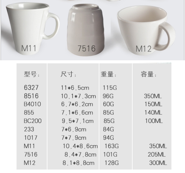 密胺仿瓷杯子 水杯 耐摔茶杯 咖啡杯