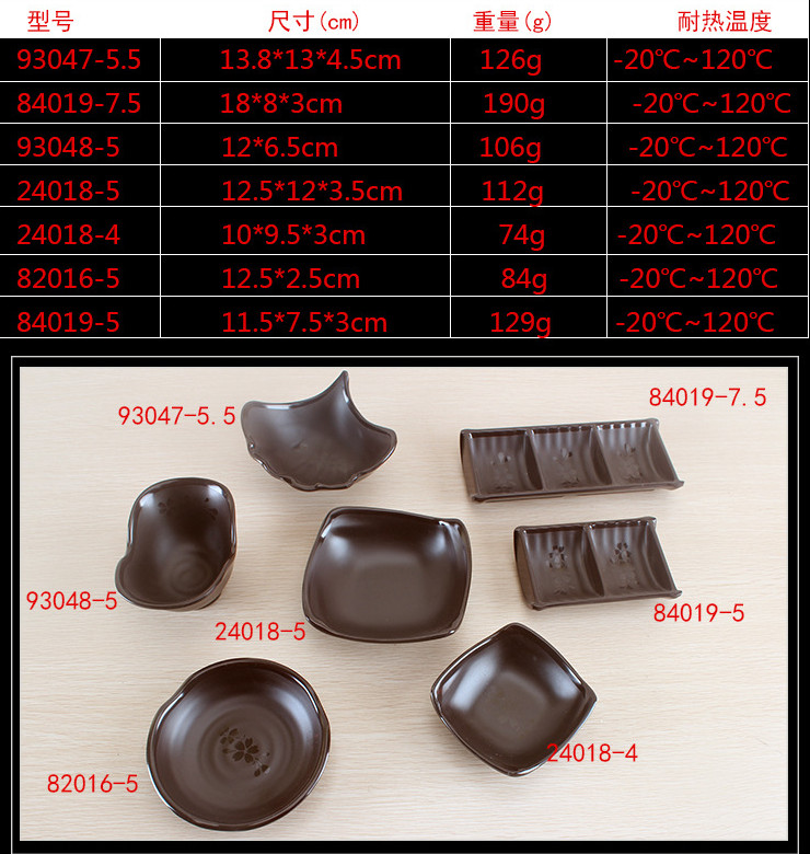 高檔A5棕色密胺磨砂櫻花仿瓷盤子點心壽司碟調料味碟火鍋醬料碟日式餐具小吃碟子