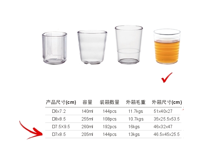 PC塑料仿玻璃 烈酒杯 205ml