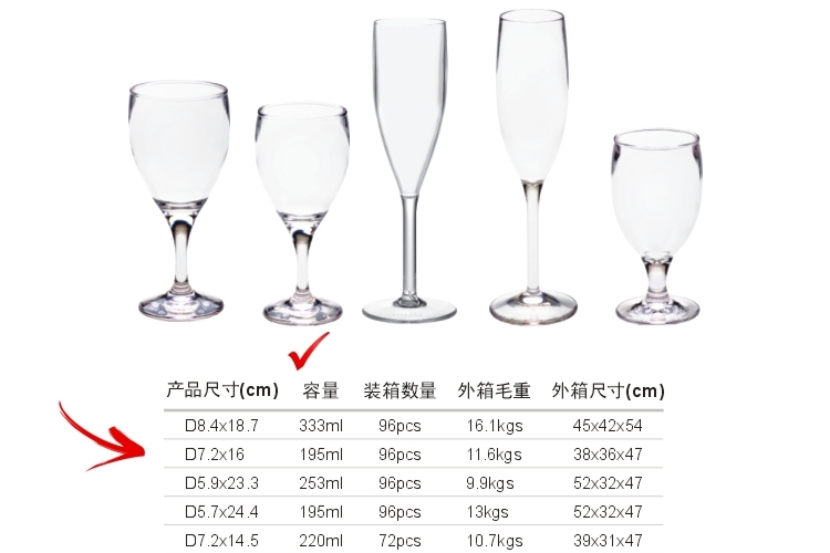 PC塑料仿玻璃 紅酒杯 香檳杯 高腳酒杯 195ml