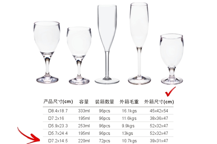 PC塑料仿玻璃 高腳酒杯 特飲杯 220ml