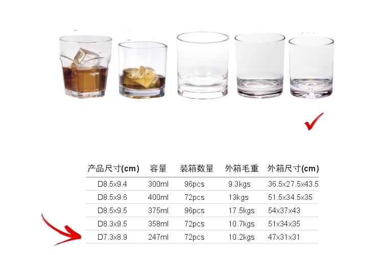 PC塑料仿玻璃 烈酒杯 247ml