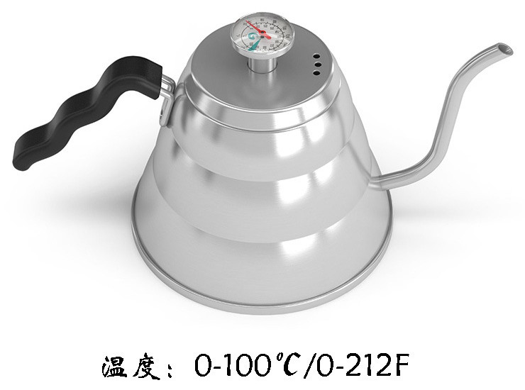 304不銹鋼手沖咖啡壺 Drip kettle 帶溫度計款細口咖啡手沖壺 1L