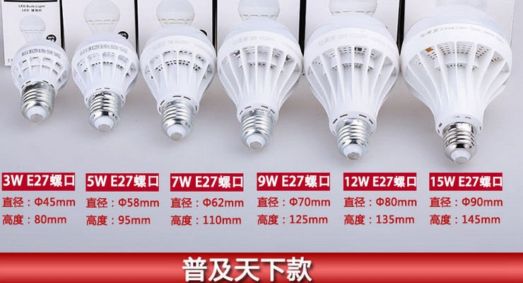 LED 節能燈泡 塑料球燈泡 E27/E14螺口B22卡口 3W5W7W9W12W15W18W24W36W