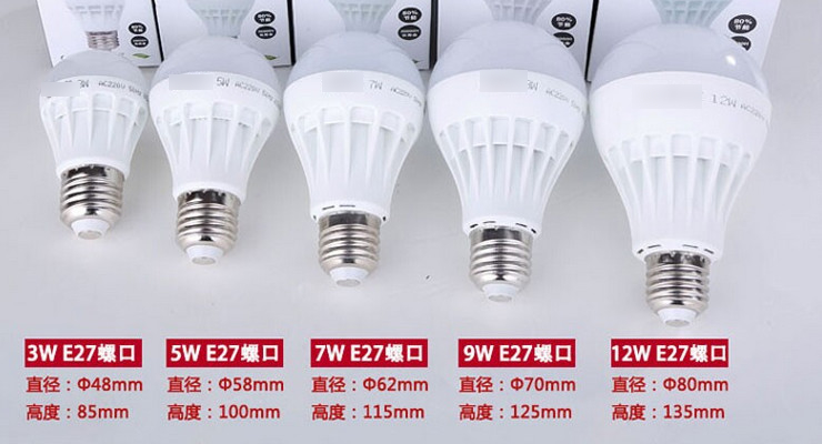 LED 節能燈泡 塑料球燈泡 E27/E14螺口B22卡口 3W5W7W9W12W15W18W24W36W