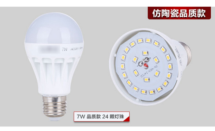 LED 節能燈泡 塑料球燈泡 E27/E14螺口B22卡口 3W5W7W9W12W15W18W24W36W