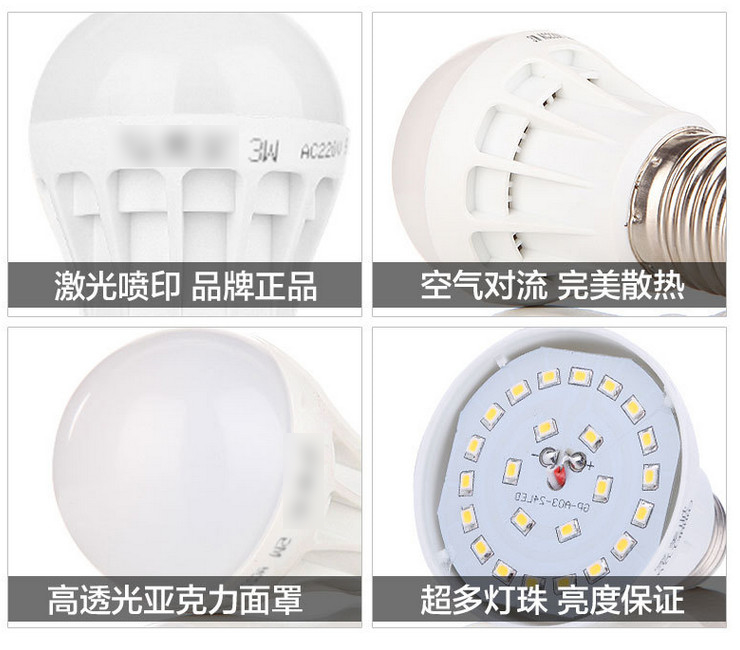 LED 節能燈泡 塑料球燈泡 E27/E14螺口B22卡口 3W5W7W9W12W15W18W24W36W