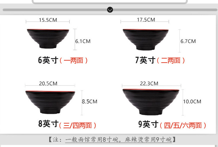 密胺加厚味千拉麵碗日式橫紋螺紋麵碗78英吋麻辣燙A5塑料麵碗