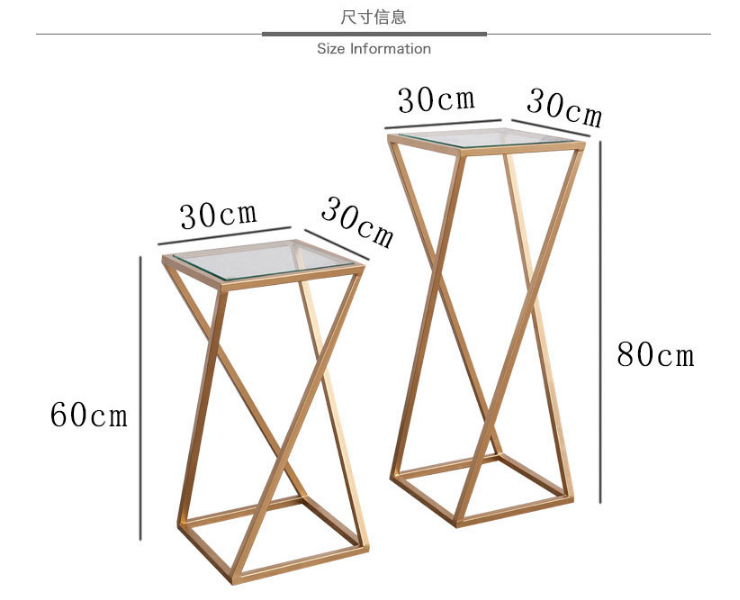 北歐陽台鐵藝花架 辦公室金色單層創意花架簡約置物架 (運費另報)