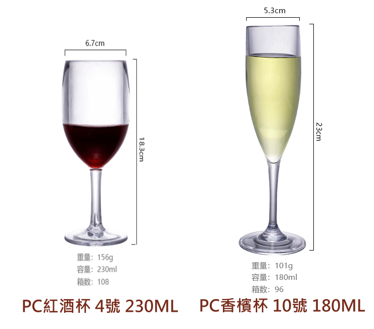 (即取PC紅酒杯香檳杯現貨) (箱/24個) 防摔透明PC香檳杯 塑料紅酒杯 亞克力杯摔不爛高腳杯